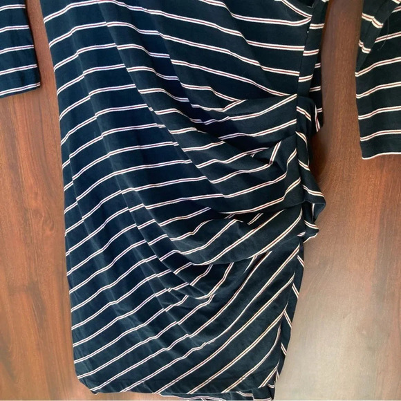 ANTHROPOLOGIE Sundry Fabian Shirt Dress Faux Wrap Gathered Striped Size Medium - Picture 8 of 8